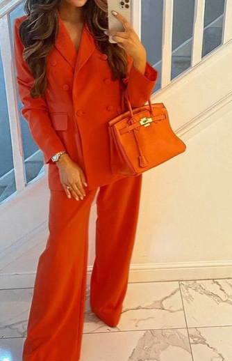 Fashion Blazer Wide Leg Pants Suit Set